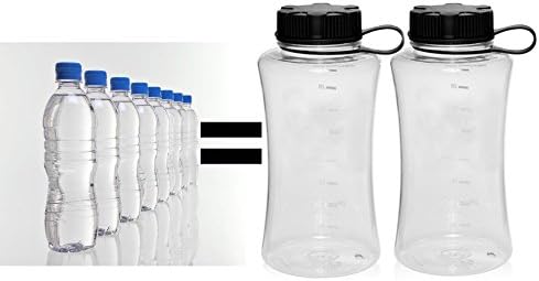 Tritan Wide Mouth Water Bottles BPA-Free, More Than 32 Oz Total Water, 1-Liter Each, Measurements Marked Measured in Ounces and Milliliters, Eastman Tritan Wide Mouth Big Water Bottles, EASY TO DRINK 8 CUPS OF WATER EVERY DAY! IMPROVE YOUR SKIN AND VITAL ORGANS