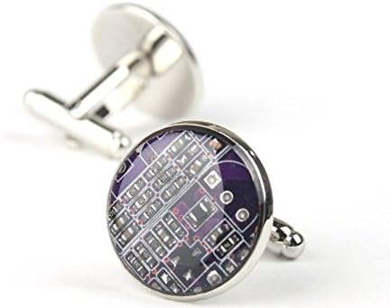 Palladium Luxe Circuit Board Cufflinks (Purple)