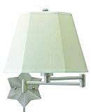 House of Troy WS751-AS 15-Inch Swing-Arm Star Wall Lamp Antique Silver with White Linen Hardback Shade