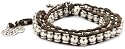 Ettika Silver Colored Barrel Beads Brown Leather Wrap Bracelet with Charms