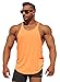 Physique Bodyware Mens Blank Y Back Stringer Tank Top. Built In America (Large, Neon Orange)