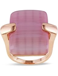 Rose Gold Plated Sterling Silver Synthetic Light Purple Cats Eye Ring