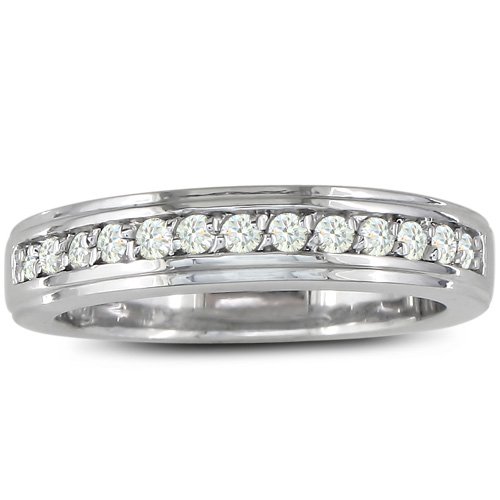 Classic 1/4ct Diamond Wedding Band Set in Sterling Silver, Sizes 4-13