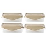 Plastic Food Storage Container with Taupe Snap Lid 14 oz (Set of 4)
