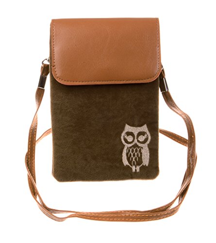 KISS GOLD(TM) Owl Print Vertical Mini Cotton Cellphone Pouch