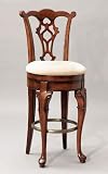 30"H Swivel Barstool with Tattered Shell Back Design in Deep Cherry Finish