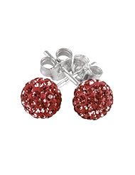 SilveRado(tm) RSR018-6 Earrings Bling Bling Red Bead / Charm