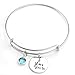 Top Plaza I LOVE YOU Round Alloy Charm Rhinestone Expandable Wire Bangle Bracelet