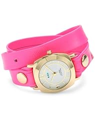 La Mer Collections Womens LMODYREFINERY001 Neon Pink/Gold Odyssey Watch
