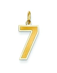 14K Yellow Gold Medium Satin Number 7 Charm Pendant