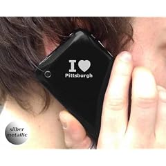 4 Aufkleber - SILBER - I love Pittsburgh - Nummernschild, Spiegel, Handy Sticker