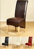 TWO LEATHER DINING CHAIRS WITH OAK LEGS in 4 Colours Brown, Black, Ivory and RED. Send messge to confirm chairs colour