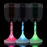 LED Light Up Flashing Wine Glasses with Spiral Stem, Set of 6