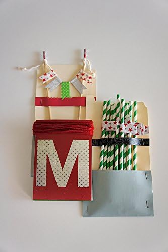 Party Pack : "MERRY CHRISTMAS" Cake Topper, Party Straws and Banner Decorations In A Box