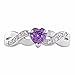 Padma: Heart-cut Simulated Amethyst and IOF CZ Crossover Infinity Promise Ring Silver, 3220A