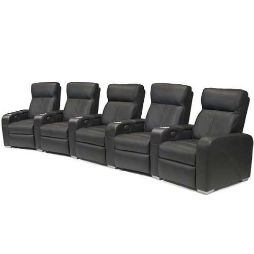 Buy Premiere Home Cinema Seating - 5 Seater Black (With Mini Fridge) Promo Offer