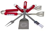 Georgia Bulldogs 4 piece BBQ (Barbecue) Set - Spatula/Tongs/Fork/Basting Brush - NCAA College Athletics Fan Shop Sports Team Merchandise