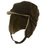 Faux Leather Shell Aviator Hat-Brown