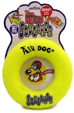 KONG Air Dog Squeaker Donut Dog Toy, Large, Yellow