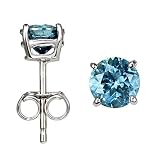 14K Gold, Round, Blue Diamond Stud Earrings (1/2 ctw)