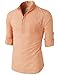 H2H Mens Casual Slim Fit Henley Roll-up Sleeve Cotton Lightweight Shirts