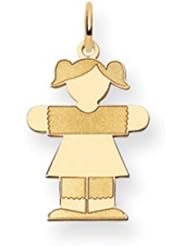 14k Yellow Gold Little Girl in Pigtails Girl Hug Charm