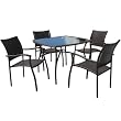 Outdoor Dining Set 5 Pc - 1 Table, 4 Chairs Resin Wicker and Coated Steel Frames