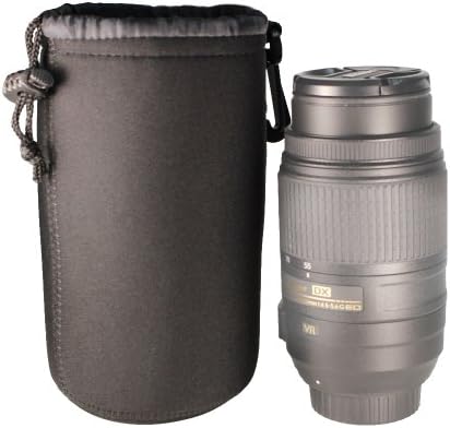 Foto&Tech DSLR Camera Drawstring Soft Neoprene Lens Pouch Bag Cover Compatible with Canon Nikon Sony Panasonic Fujifilm Olympus Pentax Sigma DSLR/SLR/Evil Camera (Large)
