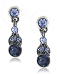 1928 Jewelry Simplicity Hematite-Color and Sapphire Petite Drop Earrings