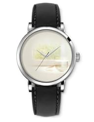 SPRAWL Aanalog Fashion Series Silver Ladies Watches of Genuine Black Leather Strap,Unique Wrist Watch for Women Girls Designed with Glass nearby windows