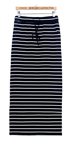 【coquette】レディース マキシ スカート ブラック×ホワイト ボーダー  M L 身長に合わせて 選べる 着丈