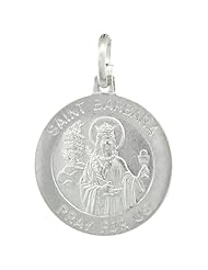Sterling Silver Saint Barbara Medal Made in Italy, Medal 3/4 inch Round