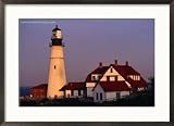 Dusk at Portland Head Lighthouse on Cape Elizabeth, Fort Williams State Park, USA Movies Framed Photographic Poster Print by Kevin Levesque, 29x21