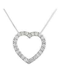 Sterling Silver 18in CZ Heart Slide on 18 Chain Necklace.