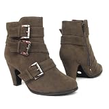 Womens High Heel Strappy Suede Ankle Boots Brown , 5.5-10