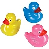 12 flooating plastic ducks - duck pond carnival ducks (Assorted colors)