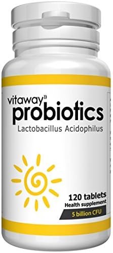 Probiotics 5 billion CFU &amp; FOS (120 tablets) - supports digestive health - 100% NO QUESTIONS ASKED GUARANTEE - helps IBS, lactose intolerance, diarrhoea - suitable for vegetarians by Vitaway