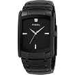 Fossil Fossil Mens Three-Hand Stainless Steel Dlack Dial Dress Watch with Black