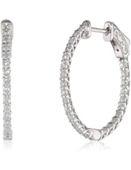 14kt White Gold Diamond Inside and Outside Lucida Set Oval Hoops, 1.5 Cttw (H-I Color, SI2-I1 Clarity)