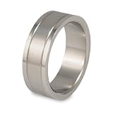 Grooved Brushed and Polished Titanium Ring (7.7 mm) - Sizes 8-13