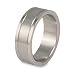 Grooved Brushed and Polished Titanium Ring (7.7 mm) - Sizes 8-13