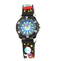 Baby Watch - Montre enfant - Gar&ccedil;on - Zip Cosmos - La montre p&eacute;dagogique - Plastique gomme bleu fonc&eacute; avec dessins 3D - Avec m&eacute;thode d'apprentissage