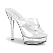 6 Inch Heel Sexy High Heel Shoes Mid Platform Rhinestone Heels Clear