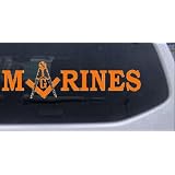 10in X 2.8in Orange -- Marines with Masonic Square and Compass Military Car Window... by Rad Dezigns