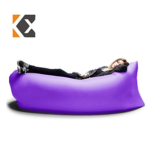 Kx Outdoor Inflatable Lounger Convenient Nylon Fabric Beach Couch Sofa with Compression Air Bag Hangout Bean Bag Portable Chair Air Mattresses Bedding
