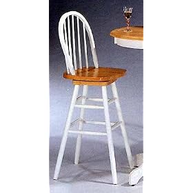 White and Natural Windsor Bar Stool Pair 