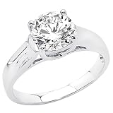 14K White Gold Round-cut CZ Cubic Zirconia Ladies Solitaire Wedding Engagement Ring Band