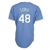 MLB Men's Kansas City Royals Joakim Soria Columbia Blue Alternate Short Sleeve 6 Button Synthetic Replica Baseball Jersey Spring 2012  (Columbia Blue, X-Large)
