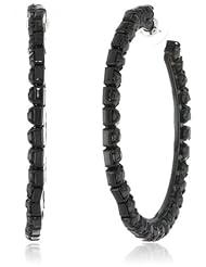 Steve Madden Black Crystal Hoop Earrings