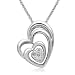 Sterling Silver Diamond Triple Heart Pendant (1/10 cttw, I-J Color, I2-I3 Clarity), 18